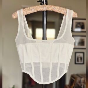 Meshki White Mesh Corset Top